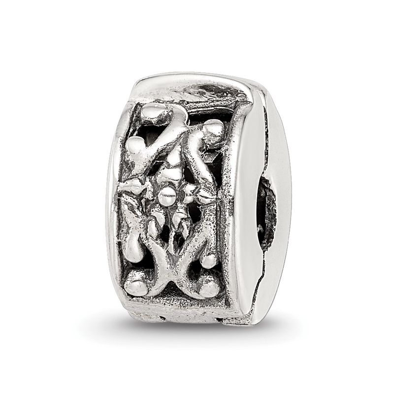 Kazi Luxury Sterling Silver Reflections Hinged Floral Clip Bead 40$